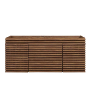 Modway Furniture Render 48" Wall-Mounted Bathroom Vanity Cabinet - Mid-Century Style with Ample Storage Drawers Walnut EEI-5866-WAL