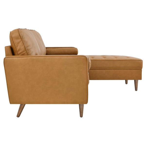 Modway Furniture Valour 98" Leather Sectional Sofa - Mid-Century Modern Design with Plush Comfort & Easy Delivery EEI-5873-TAN