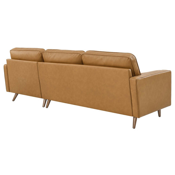 Modway Furniture Valour 98" Leather Sectional Sofa - Mid-Century Modern Design with Plush Comfort & Easy Delivery EEI-5873-TAN