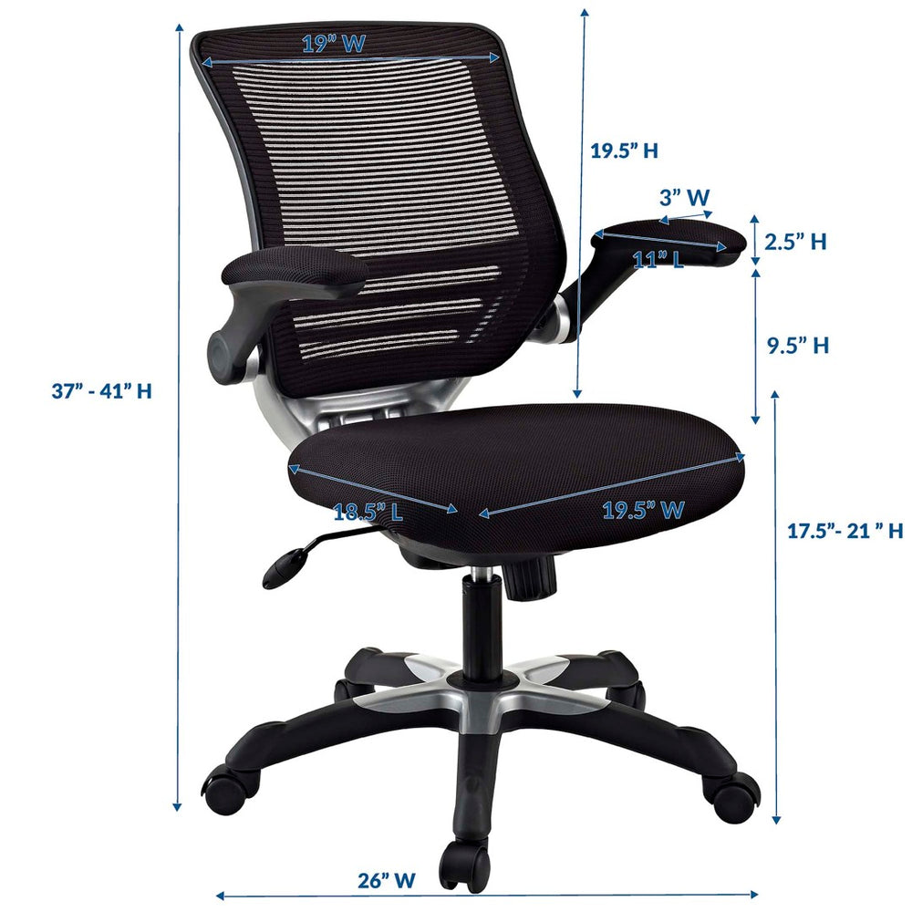 Modway Furniture Edge Mesh Office Chair - Adjustable Ergonomic Seating Solution for Comfort and Style at Work EEI-594-BLK