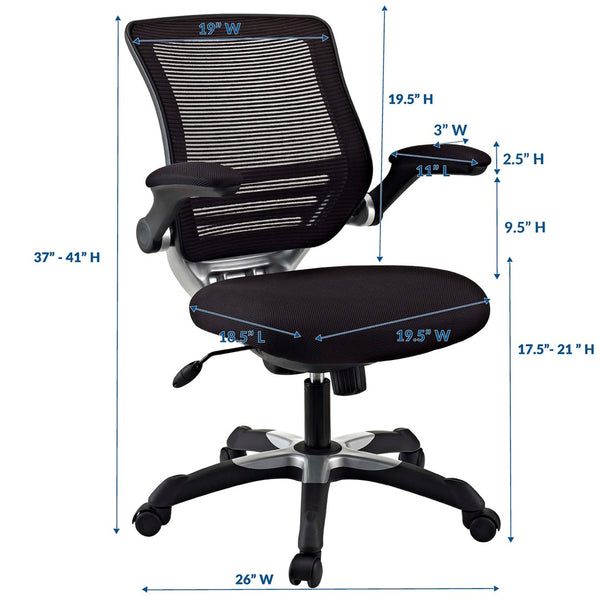 Modway Furniture Edge Mesh Office Chair - Adjustable Ergonomic Seating Solution for Comfort and Style at Work EEI-594-BLK