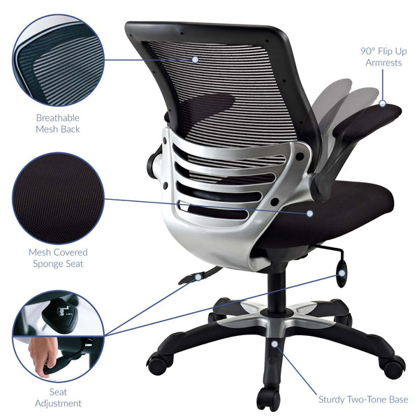 Modway Furniture Edge Mesh Office Chair - Adjustable Ergonomic Seating Solution for Comfort and Style at Work EEI-594-BLK