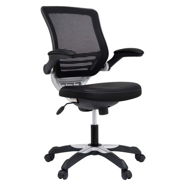 Modway Furniture Edge Vinyl Office Chair by Modway - Ergonomic Comfort, Classic Style, and Reliable Support for Workspaces Black EEI-595-BLK