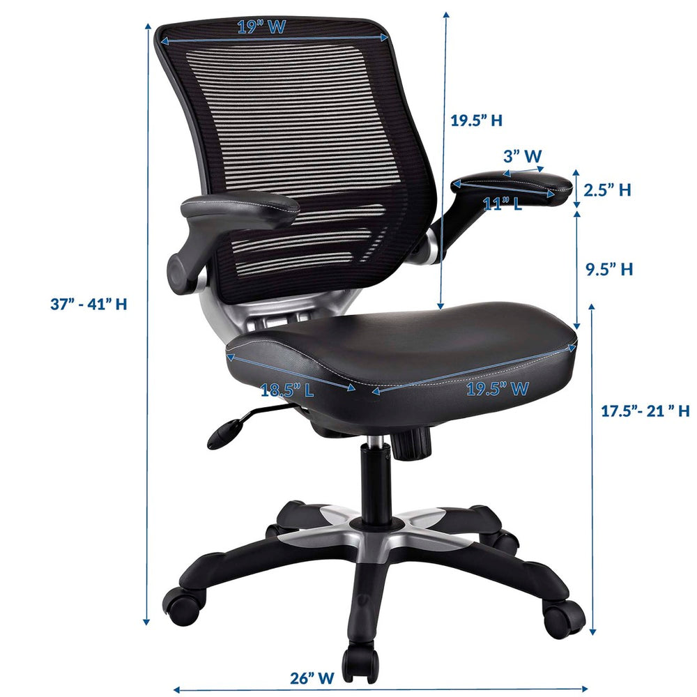 Modway Furniture Edge Vinyl Office Chair by Modway - Ergonomic Comfort, Classic Style, and Reliable Support for Workspaces Black EEI-595-BLK
