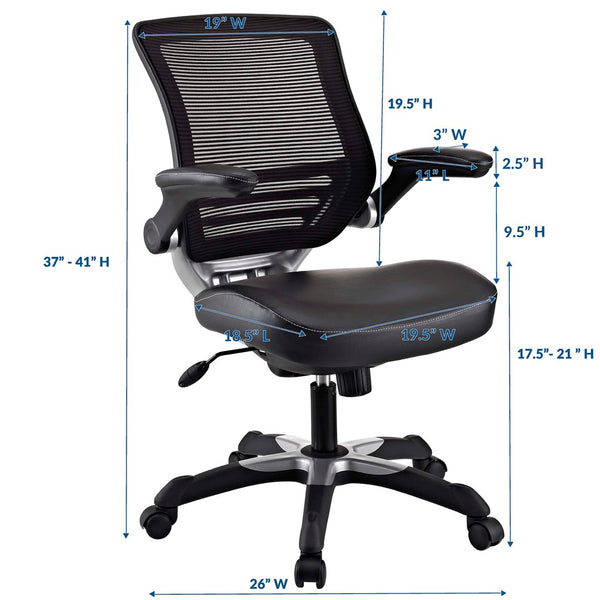 Modway Furniture Edge Vinyl Office Chair by Modway - Ergonomic Comfort, Classic Style, and Reliable Support for Workspaces Black EEI-595-BLK