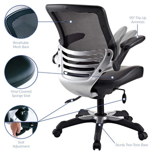Modway Furniture Edge Vinyl Office Chair by Modway - Ergonomic Comfort, Classic Style, and Reliable Support for Workspaces Black EEI-595-BLK