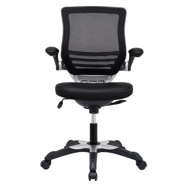 Modway Furniture Edge Vinyl Office Chair by Modway - Ergonomic Comfort, Classic Style, and Reliable Support for Workspaces Black EEI-595-BLK
