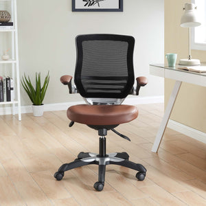 Modway Furniture Edge Vinyl Office Chair by Modway - Ergonomic Comfort, Classic Style, and Reliable Support for Workspaces Tan EEI-595-TAN
