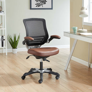 Modway Furniture Edge Vinyl Office Chair by Modway - Ergonomic Comfort, Classic Style, and Reliable Support for Workspaces Tan EEI-595-TAN