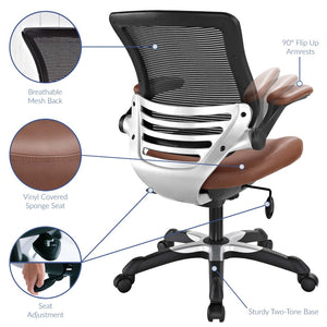 Modway Furniture Edge Vinyl Office Chair by Modway - Ergonomic Comfort, Classic Style, and Reliable Support for Workspaces Tan EEI-595-TAN