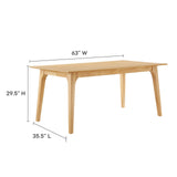 Modway Furniture Juxtapose 63” Rectangle Dining Table Oak Oak 35.5 x 63 x 29