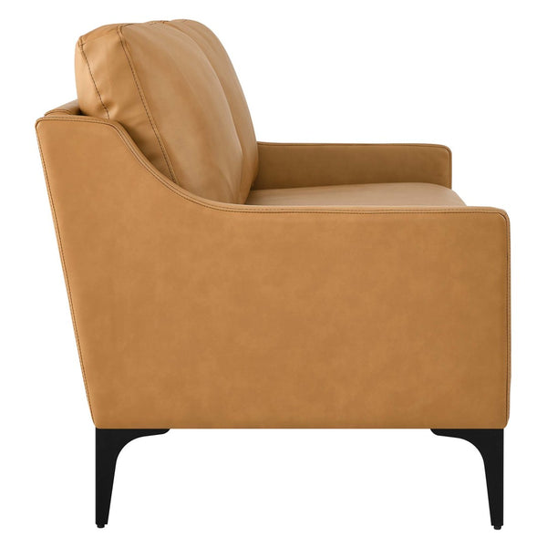 Modway Furniture Corland Leather Loveseat – Stylish Mid-Century Modern Design with Easy-Clean Cushions & Comfort EEI-6020-TAN