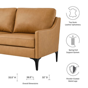 Modway Furniture Corland Leather Loveseat – Stylish Mid-Century Modern Design with Easy-Clean Cushions & Comfort EEI-6020-TAN