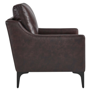 Modway Furniture Corland Leather Armchair by Modway - Mid-Century Modern Design with Plush Comfort & Support Brown EEI-6022-BRN