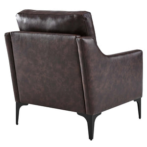 Modway Furniture Corland Leather Armchair by Modway - Mid-Century Modern Design with Plush Comfort & Support Brown EEI-6022-BRN