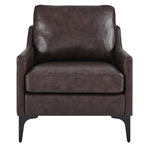 Modway Furniture Corland Leather Armchair by Modway - Mid-Century Modern Design with Plush Comfort & Support Brown EEI-6022-BRN