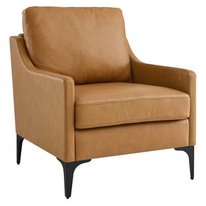 Modway Furniture Corland Leather Armchair by Modway - Mid-Century Modern Design with Plush Comfort & Support Tan EEI-6022-TAN