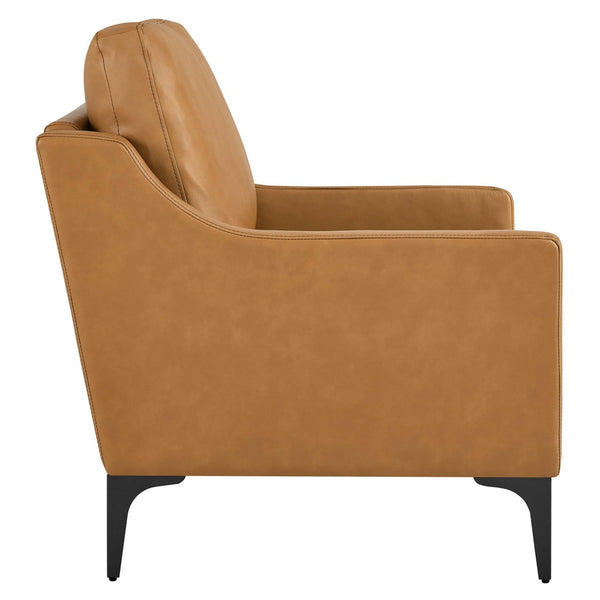 Modway Furniture Corland Leather Armchair by Modway - Mid-Century Modern Design with Plush Comfort & Support Tan EEI-6022-TAN