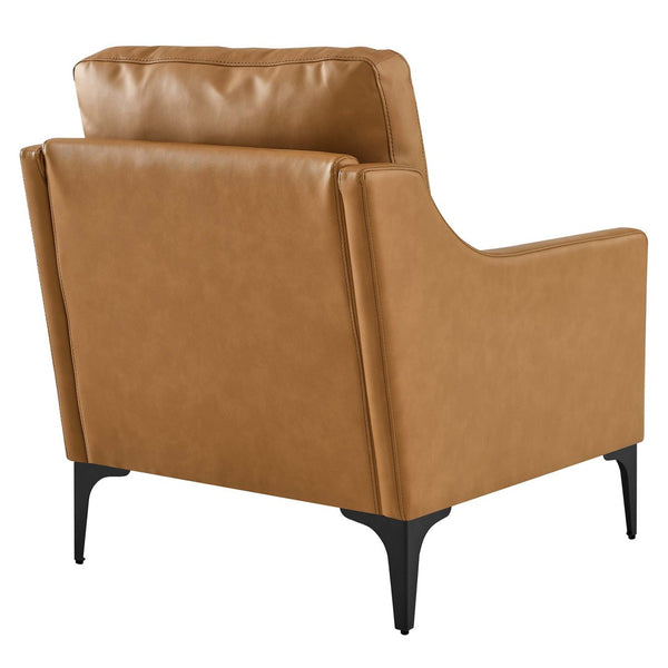 Modway Furniture Corland Leather Armchair by Modway - Mid-Century Modern Design with Plush Comfort & Support Tan EEI-6022-TAN