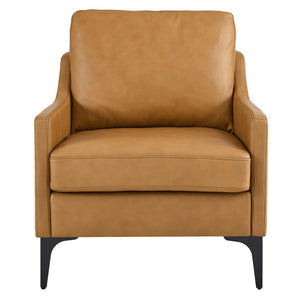 Modway Furniture Corland Leather Armchair by Modway - Mid-Century Modern Design with Plush Comfort & Support Tan EEI-6022-TAN
