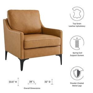 Modway Furniture Corland Leather Armchair by Modway - Mid-Century Modern Design with Plush Comfort & Support Tan EEI-6022-TAN