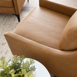 Modway Furniture Corland Leather Armchair by Modway - Mid-Century Modern Design with Plush Comfort & Support Tan EEI-6022-TAN