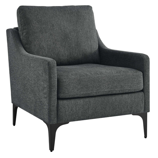 Modway Furniture Corland Upholstered Fabric Accent Armchair - Mid-Century Modern Comfort with Easy Assembly & Care EEI-6023-CHA
