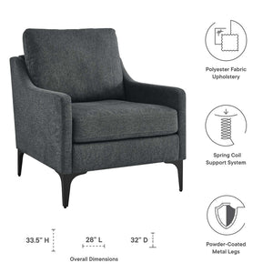 Modway Furniture Corland Upholstered Fabric Accent Armchair - Mid-Century Modern Comfort with Easy Assembly & Care EEI-6023-CHA
