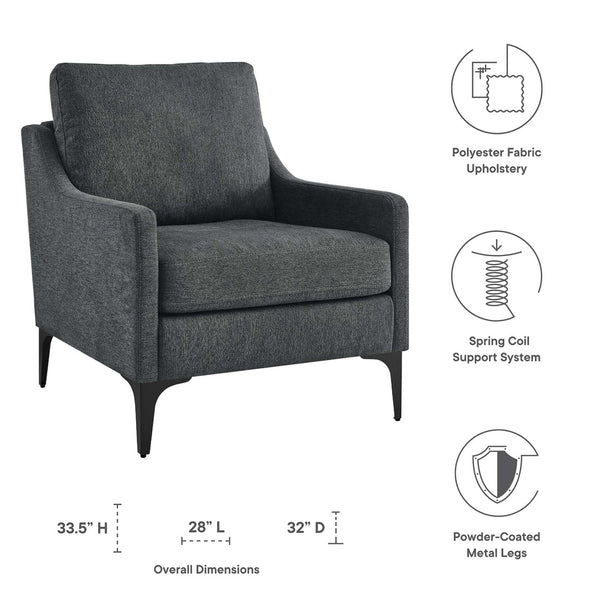 Modway Furniture Corland Upholstered Fabric Accent Armchair - Mid-Century Modern Comfort with Easy Assembly & Care EEI-6023-CHA