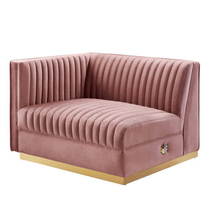 Modway Furniture Sanguine Channel Tufted Performance Velvet Left-Arm Chair - Luxurious Comfort & Modern Elegance Dusty Rose EEI-6031-DUS