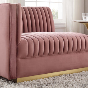 Modway Furniture Sanguine Channel Tufted Performance Velvet Left-Arm Chair - Luxurious Comfort & Modern Elegance Dusty Rose EEI-6031-DUS