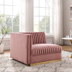 Modway Furniture Sanguine Channel Tufted Performance Velvet Left-Arm Chair - Luxurious Comfort & Modern Elegance Dusty Rose EEI-6031-DUS