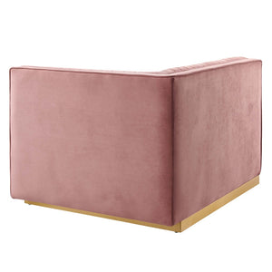 Modway Furniture Sanguine Channel Tufted Performance Velvet Modular Sectional Right-Arm Chair for Chic Living Spaces Dusty Rose EEI-6032-DUS