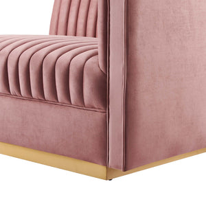 Modway Furniture Sanguine Channel Tufted Performance Velvet Modular Sectional Right-Arm Chair for Chic Living Spaces Dusty Rose EEI-6032-DUS