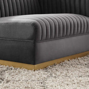 Modway Furniture Sanguine Channel Tufted Performance Velvet Modular Sectional Right-Arm Chair for Chic Living Spaces Gray EEI-6032-GRY