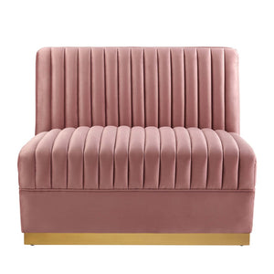 Modway Furniture Sanguine Channel Tufted Performance Velvet Modular Armless Chair for Chic Living Room Style & Comfort Dusty Rose EEI-6033-DUS