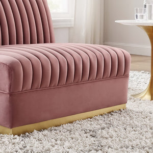 Modway Furniture Sanguine Channel Tufted Performance Velvet Modular Armless Chair for Chic Living Room Style & Comfort Dusty Rose EEI-6033-DUS