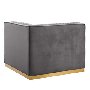 Modway Furniture Sanguine Modular Sectional Right Corner Chair - Luxurious Velvet, Tufted Elegance & Comfort Solution EEI-6035-GRY