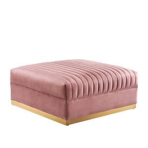 Modway Furniture Sanguine Channel Tufted Performance Velvet Modular Ottoman - Retro-Modern Glam for Any Space Dusty Rose EEI-6036-DUS