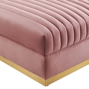 Modway Furniture Sanguine Channel Tufted Performance Velvet Modular Ottoman - Retro-Modern Glam for Any Space Dusty Rose EEI-6036-DUS