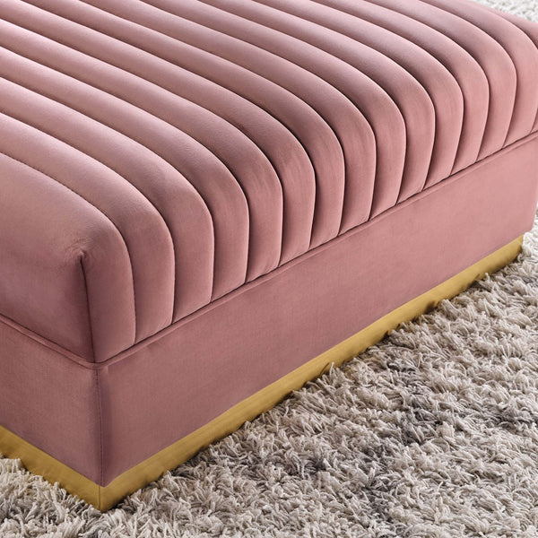 Modway Furniture Sanguine Channel Tufted Performance Velvet Modular Ottoman - Retro-Modern Glam for Any Space Dusty Rose EEI-6036-DUS