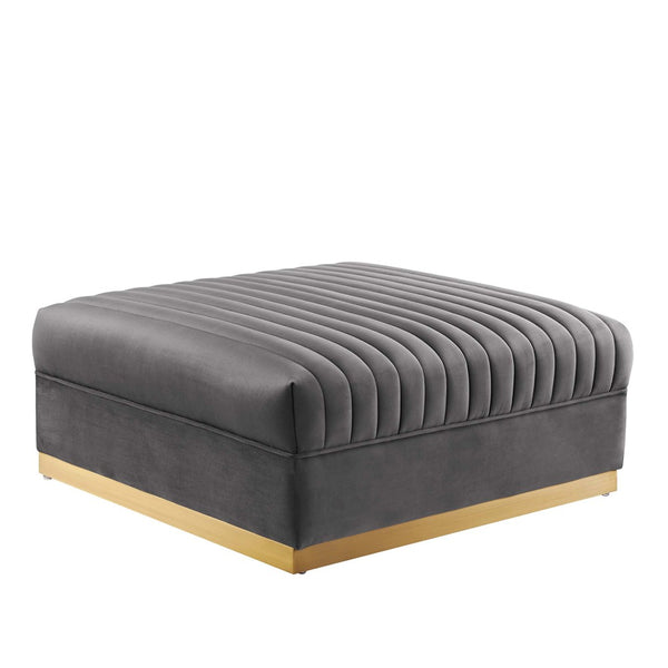 Modway Furniture Sanguine Channel Tufted Performance Velvet Modular Ottoman - Retro-Modern Glam for Any Space Gray EEI-6036-GRY