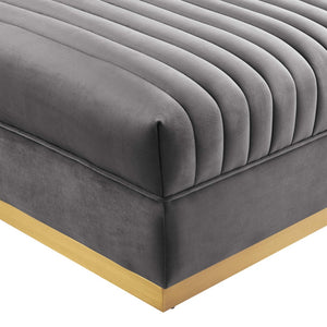Modway Furniture Sanguine Channel Tufted Performance Velvet Modular Ottoman - Retro-Modern Glam for Any Space Gray EEI-6036-GRY