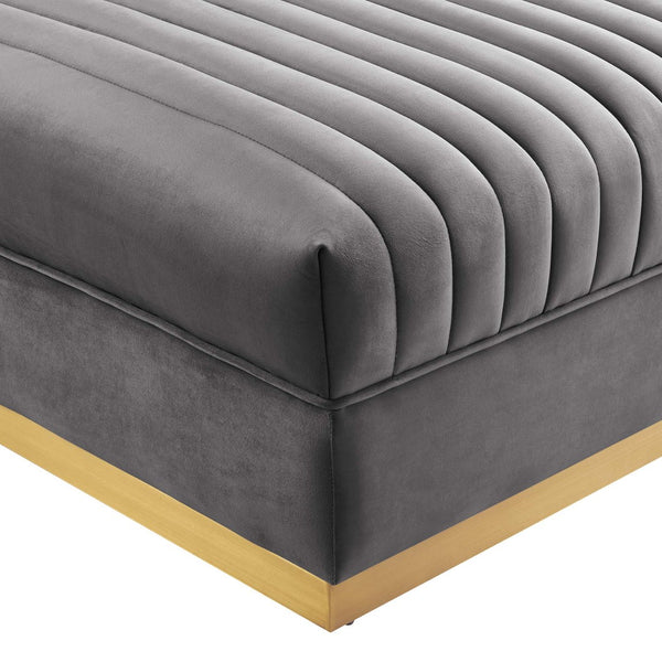 Modway Furniture Sanguine Channel Tufted Performance Velvet Modular Ottoman - Retro-Modern Glam for Any Space Gray EEI-6036-GRY