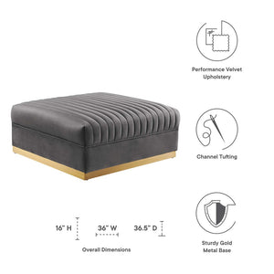 Modway Furniture Sanguine Channel Tufted Performance Velvet Modular Ottoman - Retro-Modern Glam for Any Space Gray EEI-6036-GRY