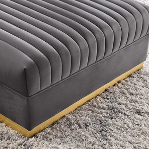 Modway Furniture Sanguine Channel Tufted Performance Velvet Modular Ottoman - Retro-Modern Glam for Any Space Gray EEI-6036-GRY