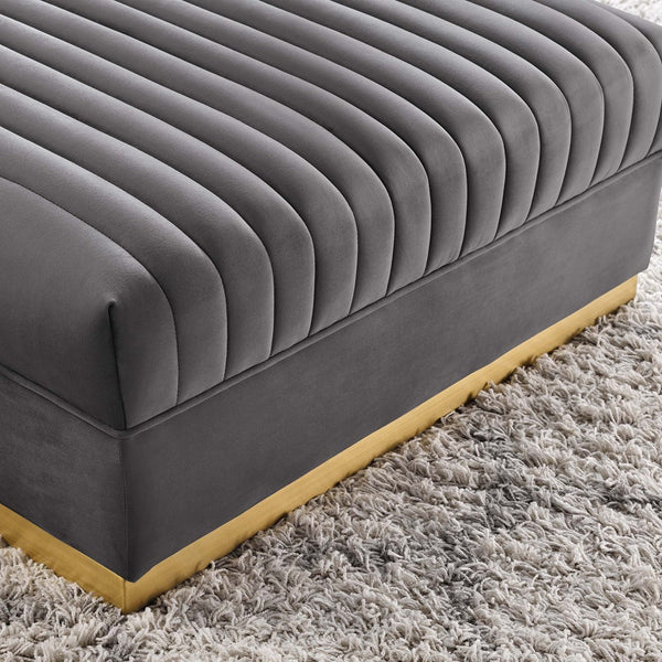 Modway Furniture Sanguine Channel Tufted Performance Velvet Modular Ottoman - Retro-Modern Glam for Any Space Gray EEI-6036-GRY