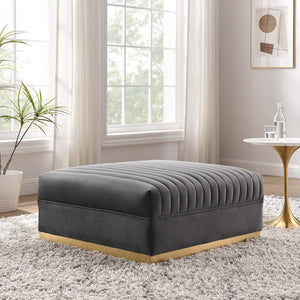 Modway Furniture Sanguine Channel Tufted Performance Velvet Modular Ottoman - Retro-Modern Glam for Any Space Gray EEI-6036-GRY