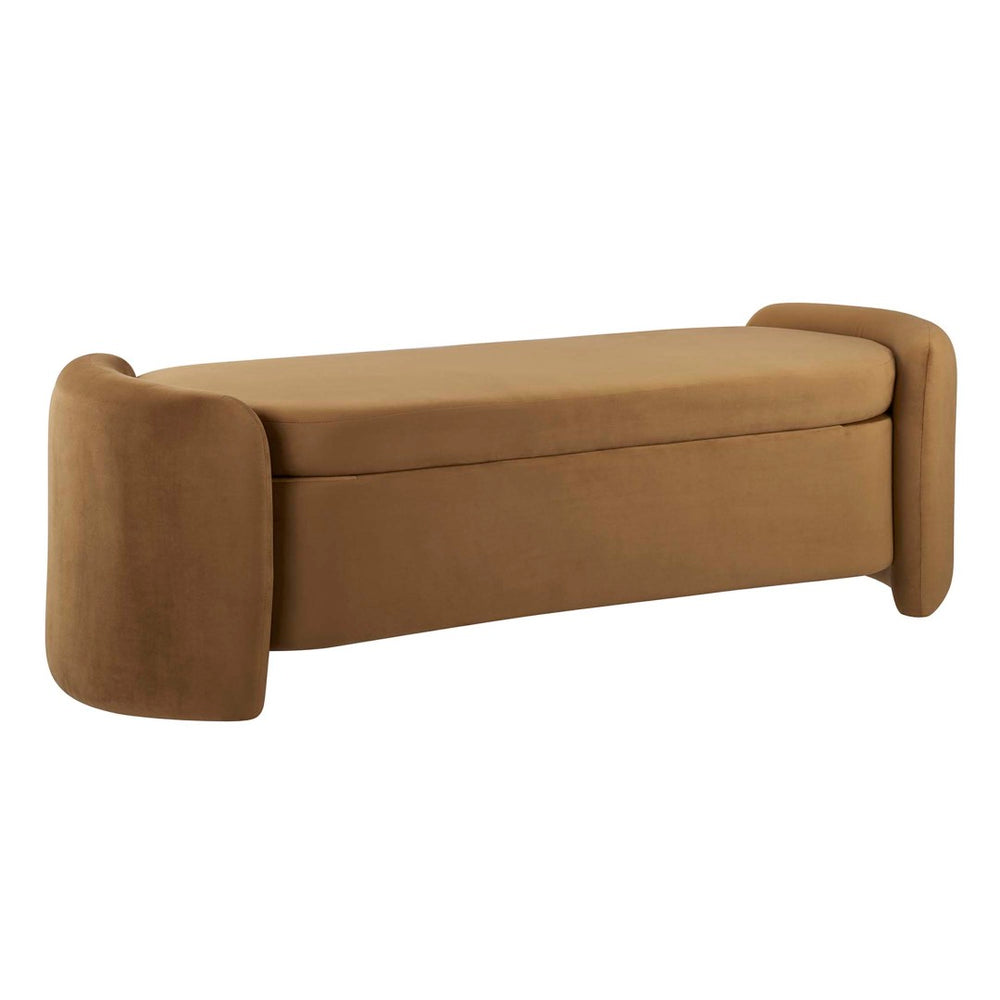 Modway Furniture Nebula Performance Velvet Storage Bench - Stylish Cognac Upholstery, Comfortable Seating & Durable Design EEI-6054-COG