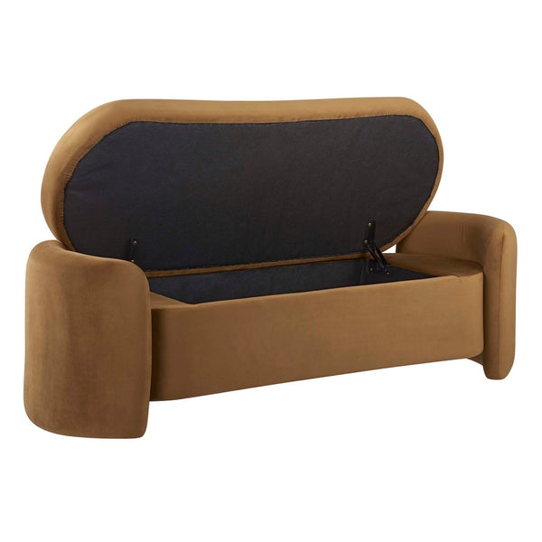 Modway Furniture Nebula Performance Velvet Storage Bench - Stylish Cognac Upholstery, Comfortable Seating & Durable Design EEI-6054-COG
